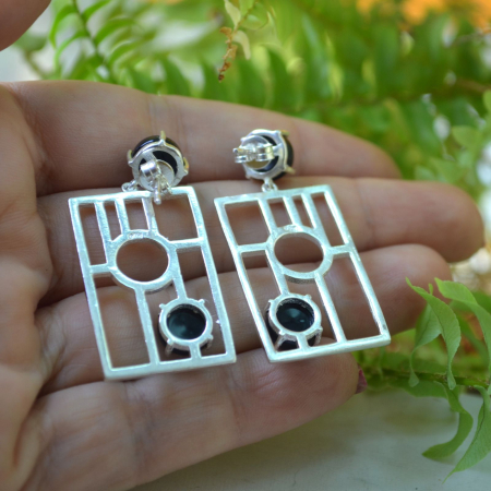 Cercei argint vintage, design geometric, onix  A Vintage Collection [2]