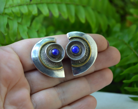 Cercei argint vintage, design geometric Space Age [1]