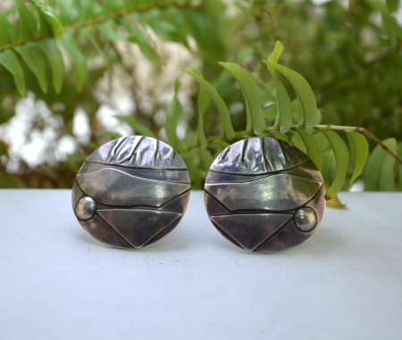 Cercei argint vintage, design geometric Space Age [3]