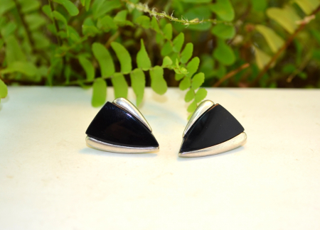 Cercei argint vintage onix design minimalist geometric [3]