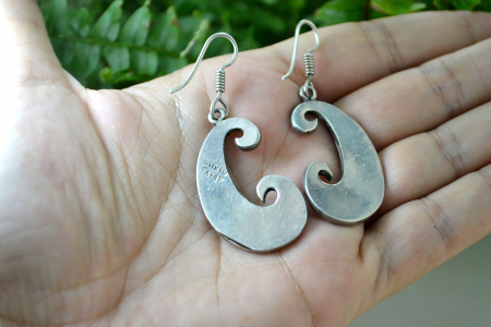 Cercei argint vintage email negru design etnic mexican [2]