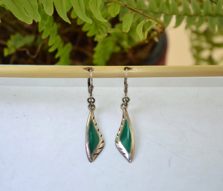 Cercei argint vintage, email verde, stil Art Deco A Vintage Collection [3]