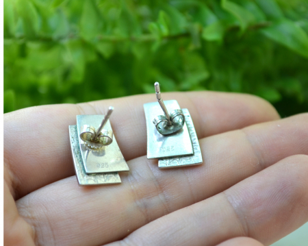 Cercei argint vintage, estetica geometrica [2]