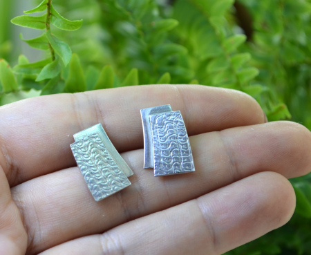 Cercei argint vintage, estetica geometrica [1]