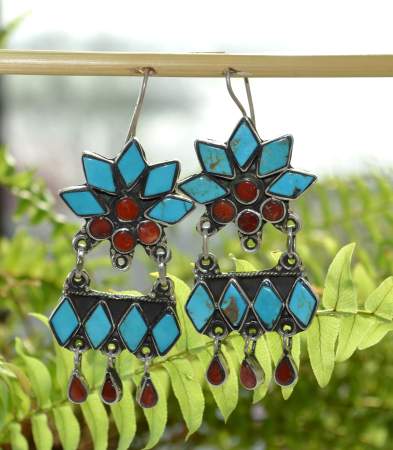 Cercei argint vintage etnici, turcoaze si carneol A Vintage Collection [5]