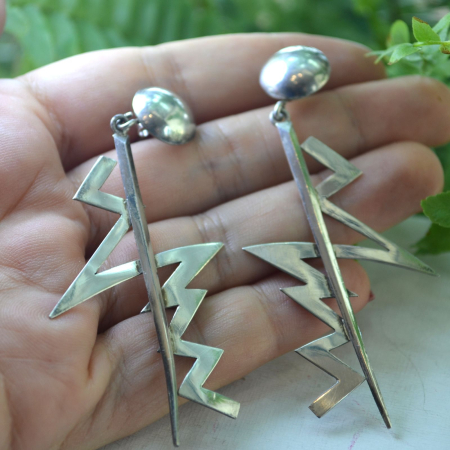 Cercei argint vintage, Fulger, design glam rock A Vintage Collection [1]