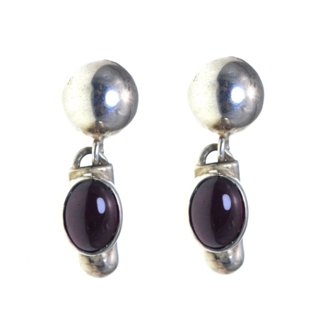 Pietre semipretioase si pretioase - Cercei argint vintage granate, design etnic