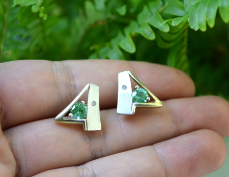 Cercei argint vintage, Green Quartz [1]