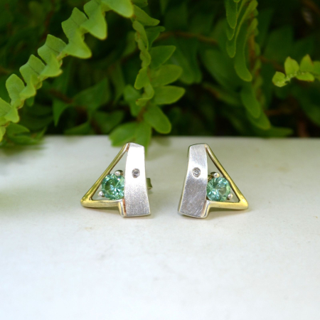 Cercei argint vintage, Green Quartz [3]