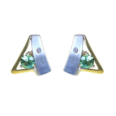 Cercei argint - Cercei argint vintage, Green Quartz