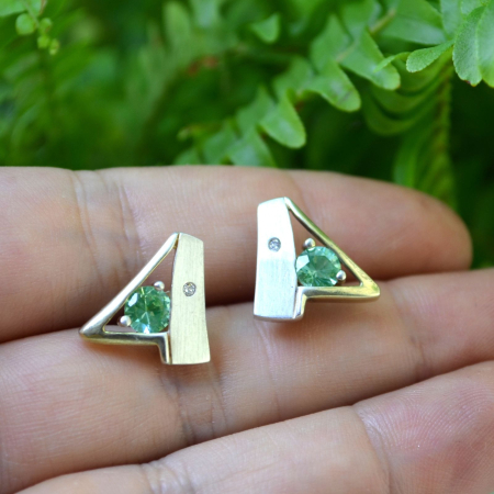 Cercei argint vintage, Green Quartz [1]