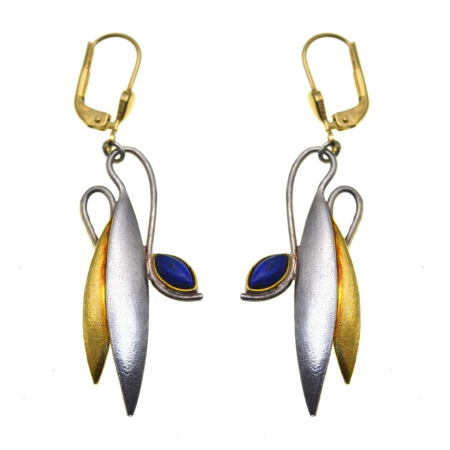 REDUCERI - Cercei argint vintage, Lapis lazuli, design Biomorphic