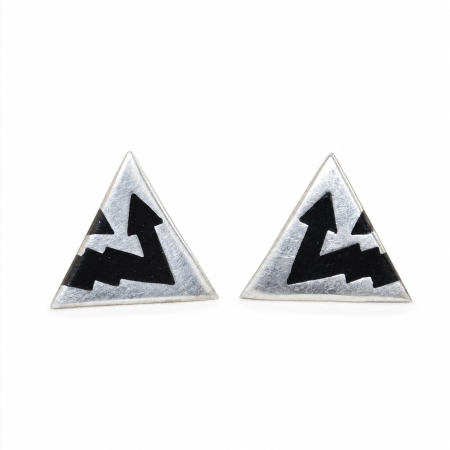 Cercei argint - Cercei argint vintage Lightning cu email negru A Vintage Collection