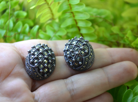 Cercei argint vintage, marcasite, Judith Jack [1]