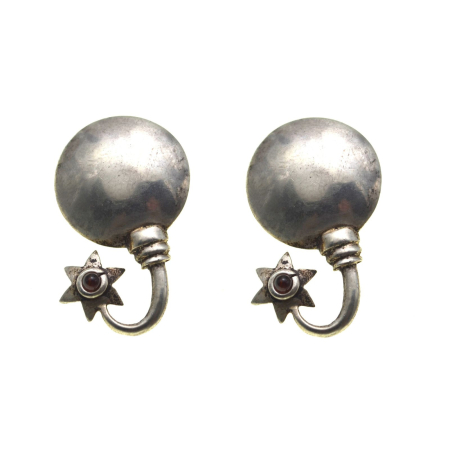 Cercei argint - Cercei argint vintage modernisti cu granat si stea A Vintage Collection