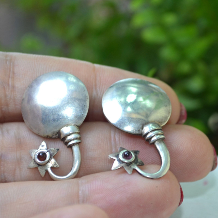 Cercei argint vintage modernisti cu granat si stea A Vintage Collection [1]