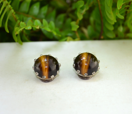 Cercei argint vintage, Ochi de tigru [3]
