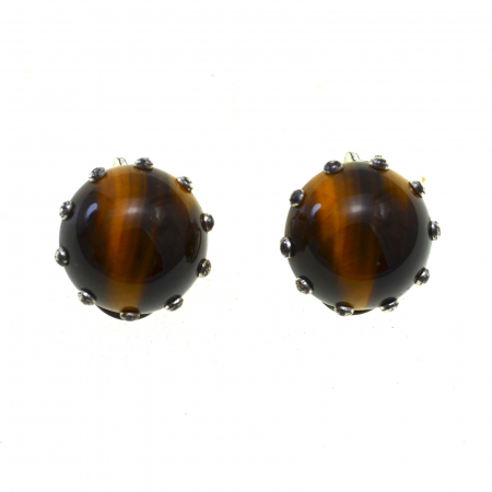 REDUCERI - Cercei argint vintage, Ochi de tigru