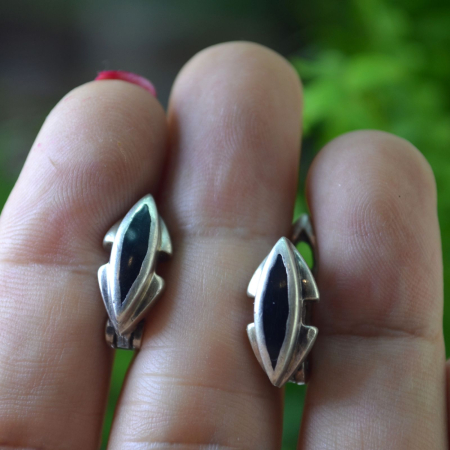 Cercei argint vintage, onix, stil Art Deco A Vintage Collection [1]