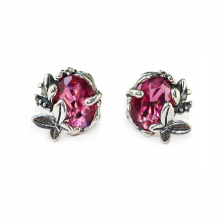 Cercei argint - Cercei argint vintage Primavera cu Pink Crystal A Vintage Collection