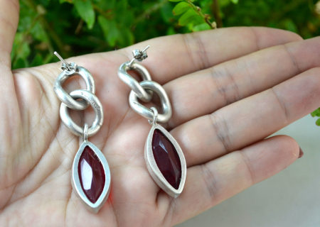 Cercei argint vintage Red Crystal casa bijuterii americana pistachio [1]