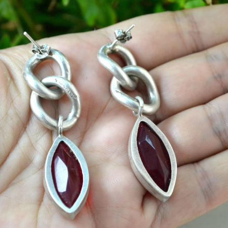 Cercei argint vintage Red Crystal casa bijuterii americana pistachio [2]