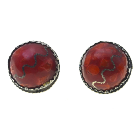 Cercei argint - Cercei argint vintage, Resin Spiny Oyster, stil mexican A Vintage Collection
