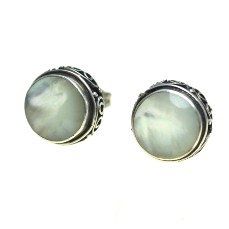 Cercei argint vintage, sidef, montura filigranata [0]