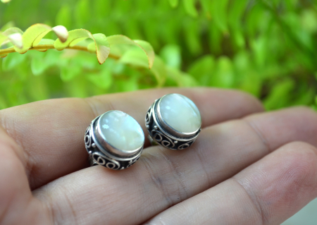 Cercei argint vintage, sidef, montura filigranata [1]