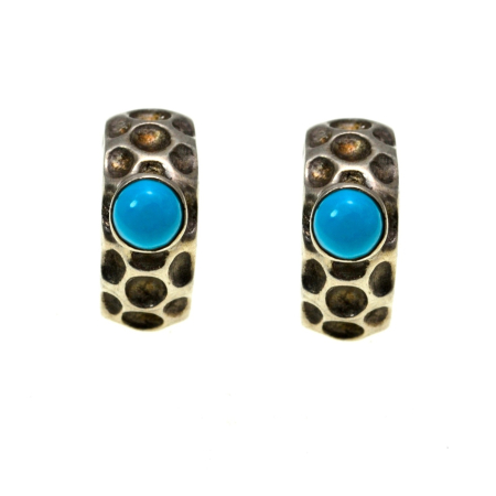 Cercei argint - Cercei argint vintage turcoaze design modernist Space Age semnat atelier