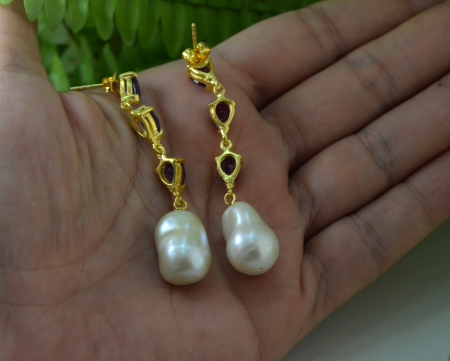 cercei argint aurit vermeil ametiste perle naturale Baroque [1]