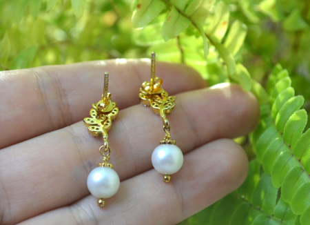 Cercei din argint aurit "Ramurele de primavara" [2]