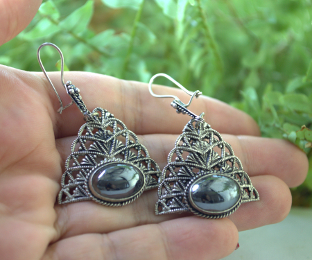 Cercei din argint etnici, Hematite [1]