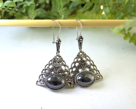 Cercei din argint etnici, Hematite [3]