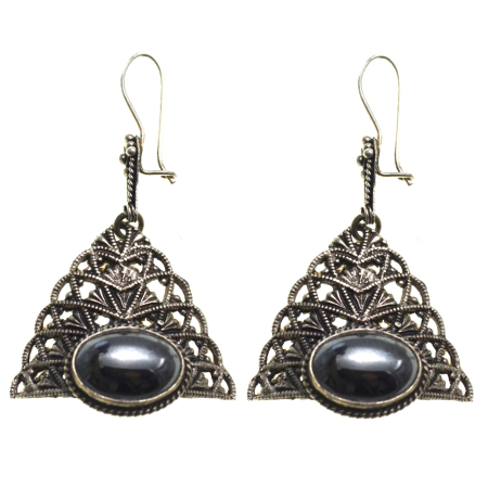 Cercei argint - Cercei din argint etnici, Hematite