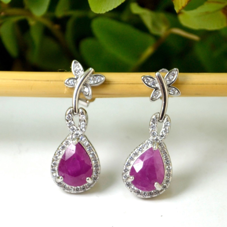 Cercei din argint modernisti model Fluturasi rubine cristale cz cubic zirconia [3]