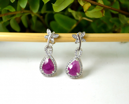 Cercei din argint modernisti model Fluturasi rubine cristale cz cubic zirconia [1]