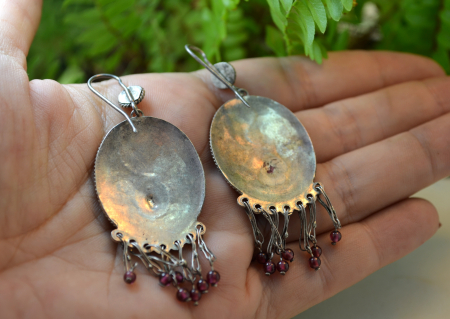 Cercei argint vintage etnici decorati turcoaze granate artizani locali asiatici [2]