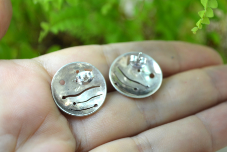 Cercei minimalisti argint estetica modernista Space Age [2]