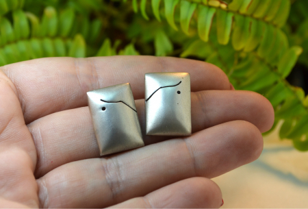 Cercei modernisti din argint aspect Matte Finish design geometric scandinav [1]