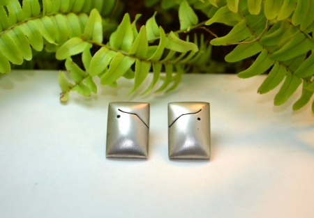 Cercei modernisti din argint aspect Matte Finish design geometric scandinav [3]