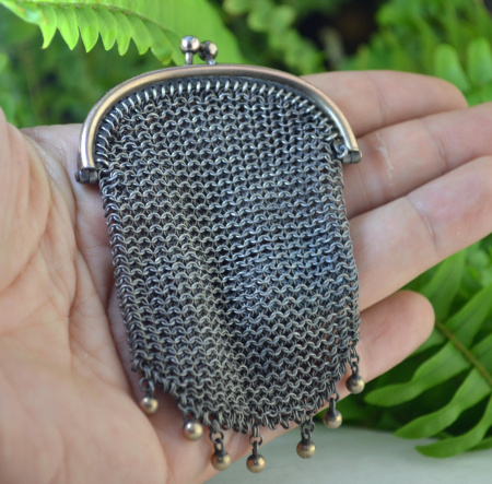 Chatelaine victorian argint pentru monede, pandant antic [1]