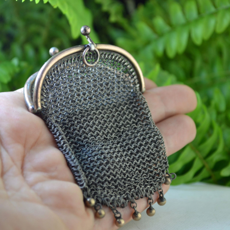 Chatelaine victorian argint pentru monede, pandant antic [2]