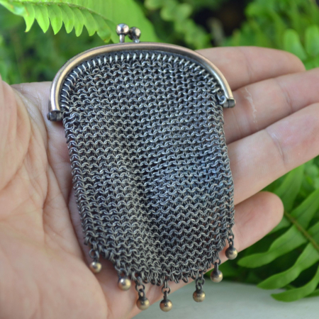 Chatelaine victorian argint pentru monede, pandant antic [1]