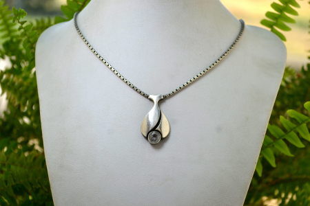 Colier argint cu pandant argint vintage Rock crystal semnat atelier finlandez  Finn Feelings [3]