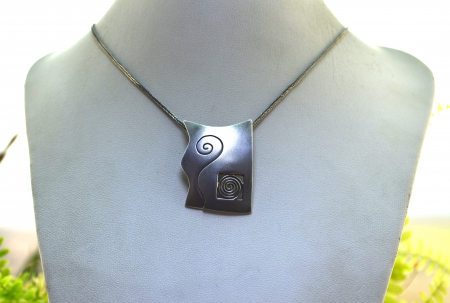 Colier argint cu pandant fix geometric, Spirals [3]