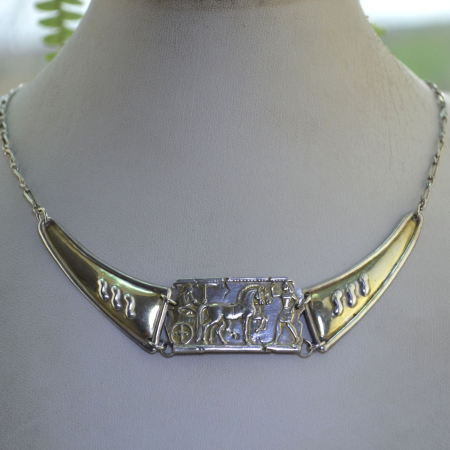 Colier argint Egyptian Revival repoussé Arezzo A Vintage Collection [3]