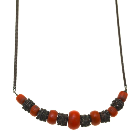 REDUCERI - Colier argint etnic Yemenit cu Coral rosu natural A Vintage Collection