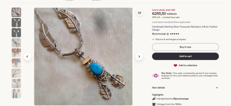 Colier argint masiv Navajo vintage, turcoaz natural A Vintage Collection [3]