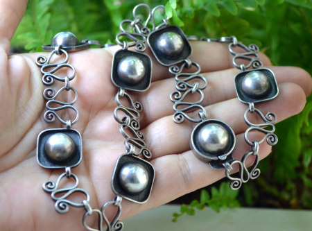 Colier argint masiv vintage, semnat Gustav Hauber [1]